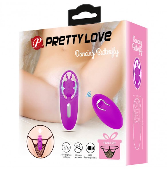 PRETTY LOVE - Dancing Butterfly Wireless Remote-Controlled Vibration Wearable (Chargeable - Purple)